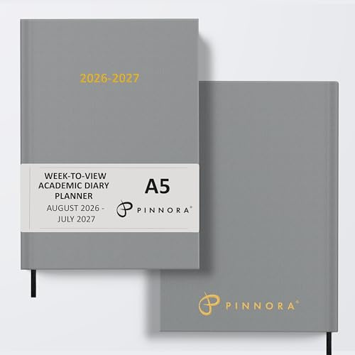 Akademischer Terminkalender 2024–2025, A5, Silberschiefer, Wochenansicht, fester Einband, Jahresplaner von August bis Juli, ideales akademisches Essential für Schüler und Lehrer, Universität, Revisio
