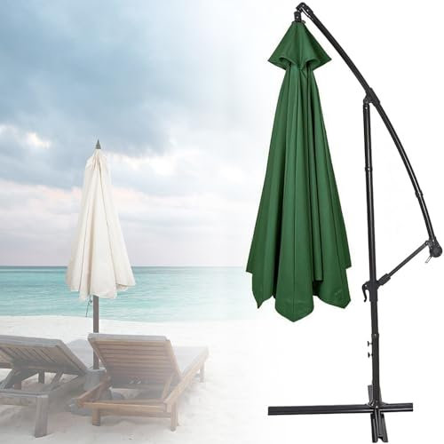 Sonnenschirm Bespannung Für Ampelschirm - 300/270/200cm 8 Streben/6 Streben Gartenschirm Stoff Ersetzen - UV-Schutz Wasserdicht Schirmbezug Sonnenschirm Ersatzteile(Color:Green,Size:6 ribs-3m(9.8ft))