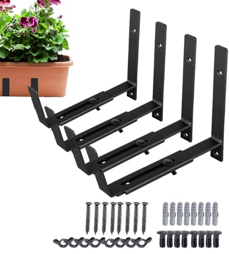 Vistaprint Fensterkasten-Halterung, starke Metall-Pflanzkasten-Halterung, rostfreie, verstellbare Blumenkasten-Halterung, Zaun-Pflanzkastenständer, Balkon-Pflanzenhalter für Fenster, Terrasse