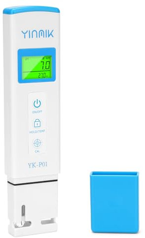pH Meter YINMIK Digital pH Tester Professional pH Test Kit with Horizontal Display pH & Temp Water Quality Tester Acidity & Alkalinity Tester for Drinking Water Pool Hydrogen Aquarium Pond Hydroponic