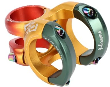 INFINAUTO Guidon Court pour VTT, Potence De 35Mm 40Mm, Vélo De Route VTT BMX Fixie Gear Cyclisme, Potence Courte À Angle De 0 Degré, Rouge Orange Vert, 1 Pc