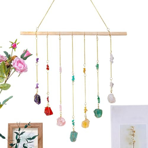 Tyinerc Decorazione da parete con pietre preziose, decorazione da parete in naturale, pietra preziosa di naturale, rotonda, decorazione per la casa