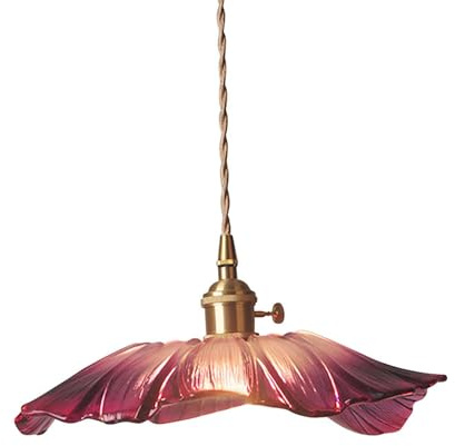 Fenteer Lámpara Colgante de Flores, Moderna Lámpara de Cristal, Colgante LED para Barra, Dormitorio, Sala de Estar, Restaurante, Cocina y Mesita de Noche, Artesanía Artística Pequeña, L Violet