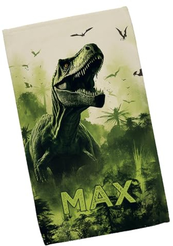 Striefchen® personalisiertes Handtuch mit Dinosaurier Motiv in 3 Größen zur Wahl [Wunschname] (Mittelgroße)