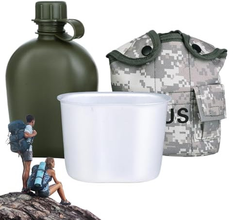 Generico Set mensa da campeggio, kit mensa con coperchio - Set mensa da viaggio multiuso - Borraccia portatile, borraccia resistente alle cadute per campeggio, viaggi, barbecue