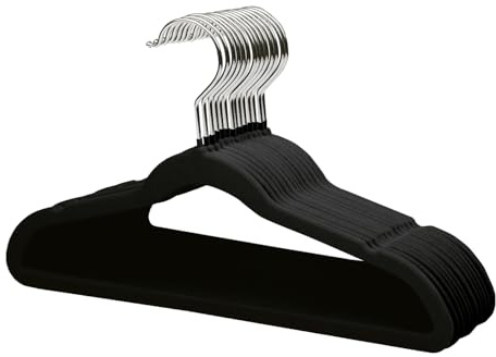 ManGotree Kids sammet hängare, halkfri barnklädhängare, platsbesparande skolbarn hängare med vridkrok, 35cm Premium filthängare för kappa, kostymer, skjorta, byxor (14 Pack, svart)
