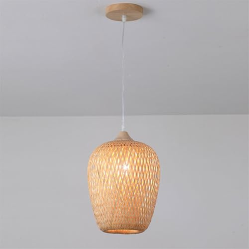 LQZCXMF Lámpara De Araña De Bambú Tejida A Mano De Material Natural Pantalla De Luz Colgante Colgante Boho Beige Iluminación Colgante De Mimbre Y Ratán E26 para Sala De Estar, Cocina, Elegante