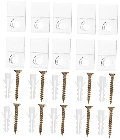OSALADI 20pcs Glass Brackets Easy Install Plastic Glass Clamps Screws Mirror Surface Protection