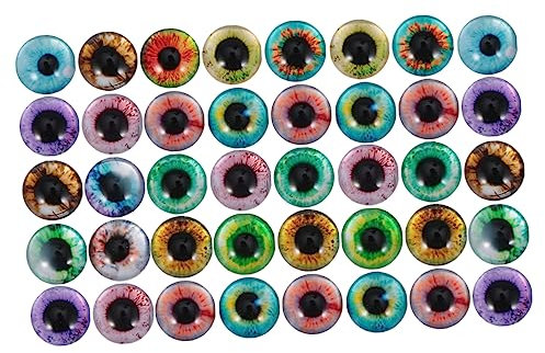 Operitacx 50pcs 12mm Mixed Pattern Glass Patches Hemisphere Eye Design DIY Jewelry Crafting Material for Unique Decor and Doll Making