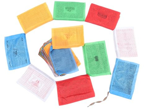 GARIOUANS Lot De 20 Drapeaux De Prière En Soie 28x35 Cm, Couleurs Vives, Décoration Extérieure Pour Jardin Et Cour, Bannière Spirituelle Bouddhiste Traditionelle