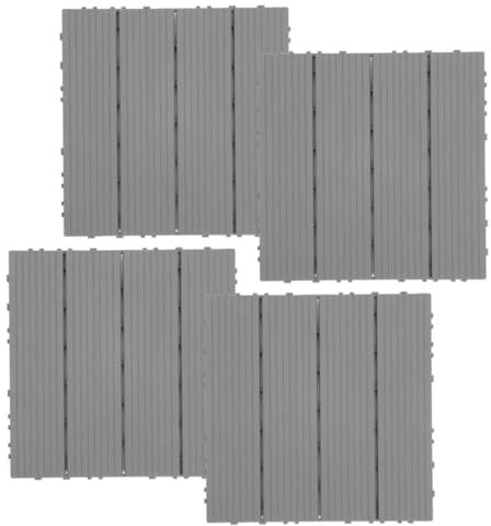 LIFKOME 4 Pièces Dalles de Terrasse Extérieures Interlockables Lot de Carreaux de Sol Résistants Aux Intempéries pour Jardin Patio Installation Facile Outils