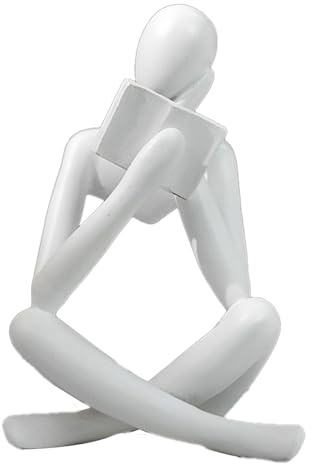 YORISMAL Right Thinking Reading Thinker Ornament, Sala de Estudio Enfriador de Vino Ornamento Artesanía, Adornos de Resina Estantería Decoración, Estatua Thinker, Arte Abstracto, Estética, Decoración