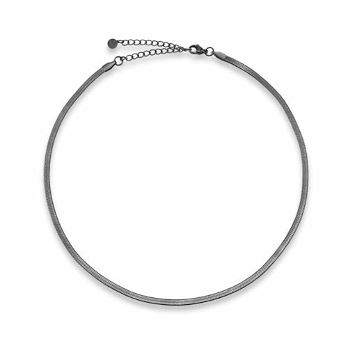 GD GOOD.designs Schlangenkette Damen - flache Halskette ohne Anhänger in Silber - Gold - Rosegold - Schwarz I Edelstahl Choker 3mm breit - Wasserfest