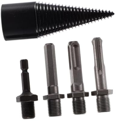 FUTUREORYY 5 pièces Set de Mèches à Acier Haut Foret Fendeur Robuste avec Filetage Profond pour Bûches Outil Polyvalent pour Forêt Camping et Atelier