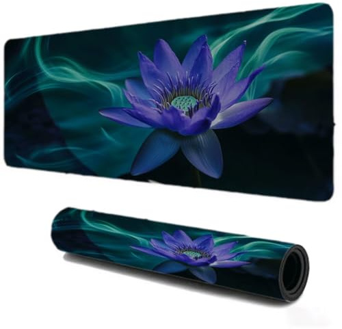 Gaming Tapis de Souris XXL 1000x600, Mousepad Violet Fleur De Lotus, Portable Mouse Pad à Bords Cousus, Antidérapant Tapis Caoutchouc, Tapis Déco Bureau pour PC, Ordinateur, Travail, Idée Cadeau S-499