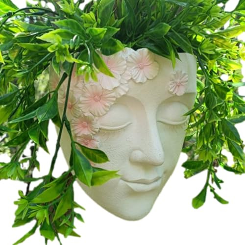 Generico Fiorina Muro Della Testa | Pot Di Al Viso In Resina | Porta Della Pianta Montato Decorativo | Vaso Da Parete Artistico Per Esterno Interno Uso Da Balcone Cucina Soggiorno Cortile Patio D