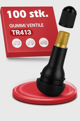100 Stück TR413 Gummiventile, Universal Autoventil, Snap-In Gummi Ventile, Reifenventil, Autoreifen Ventil, Gummiventil Reifen für Auto, Motorräder