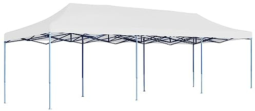 Tente de Réception Extérieure, 3x9 m Pliable et Portable, Toit en Oxford 600D PVC, Structure Acier, Chapiteau de Jardin Exterieur pour Événements, Mariages, Fêtes, Blanc, 291 x 870 x 315 cm