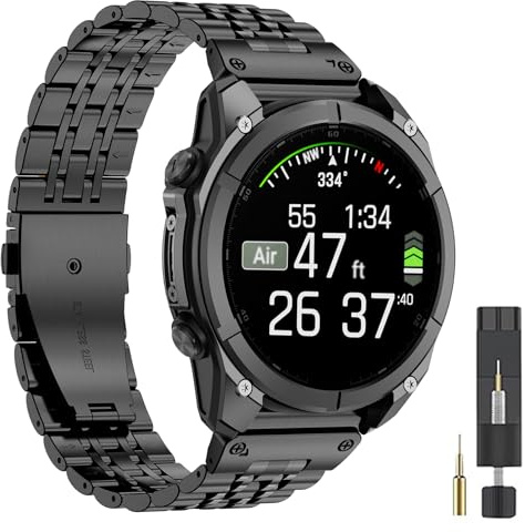 CFXHWZH 26 mm Quickfit metallarmband kompatibelt med Garmin Fenix 8/8 pro/Tactix 8/Quatix 8 51 mm/Fenix 7X pro/7X/6X pro/6X/5X plus/5X, klockarmband i rostfritt stål för Descent Mk3i/epix Pro 51 mm