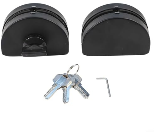 Besttoolifes Serratura in acciaio inox per porte scorrevoli o battenti da 10 mm a 13 mm, senza cornice, finitura nera, con 3 chiavi