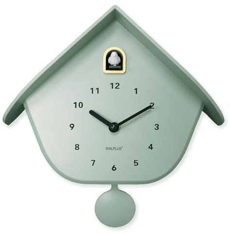 WALPLUS Kuckucksuhr Modern mit Pendel Stilvolle Cuckoo Clock für Kinderzimmer und Wohnzimmer Batteriebetriebene Wanduhr mit Vogel Ideal als Kuckucksuhr Kinder und Moderne Dekoration