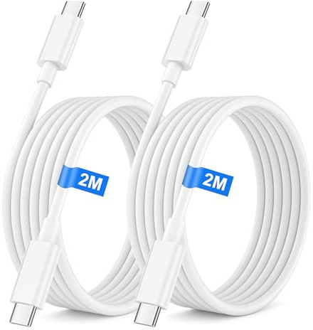 Lot de 2 câbles de charge rapide USB C vers USB C - 60 W - Pour iPhone 17 Pro Max/16 Plus/15 Pro Max/iPad/Air/Samsung S25 S24 S22 - Câble de charge rapide USB C