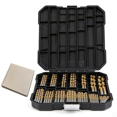 Drill Stainless Steel, 99-Piece Drill Bit Set with Titanium Nitride Coating, HSS Drill Set, 4 Sizes from 1 mm to 10 mm for Metalworking, Woodworking, Plastic Hole Drilling Machine Accessories
