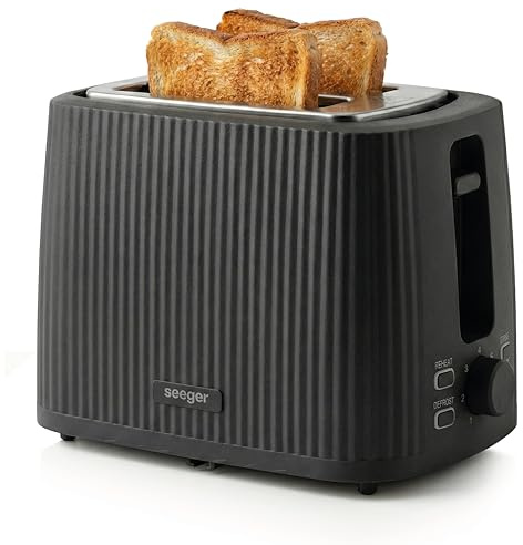 Seeger Toaster, 2 scheiben, 7 bräuningsstufen, Liftfunktion, Herausnehmbare Krümelschublade, Schwarz, 930 Watt, SGR150BK