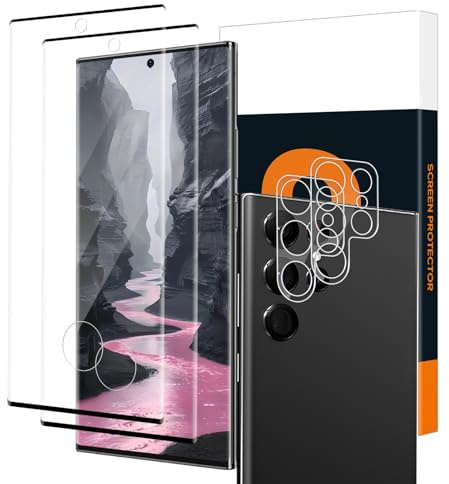 Carantee 2+2 Stück Schutzfolie für Panzerglas für Samsung Galaxy S23 Ultra 5G mit Kameraschutz, 3D Bläschenfrei Samsung Galaxy S23 Ultra 5G Schutzglas, Ultra Klar Schutzfolie Displayschutzfolie