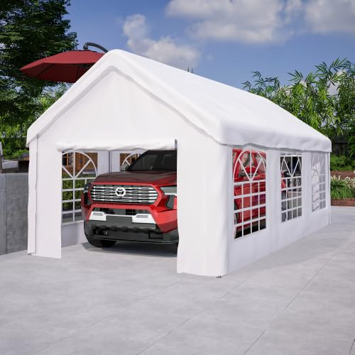 Winterfestes Garagenzelt 3x6 m mit Rolltor für Auto, SUV und LKW, Großes Zeltgarage mit stabilem Stahlgestell & abnehmbaren Seitenwänden, Grau
