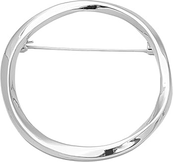 Round Circle Geometric Brooch, Twisted Metal Lapel & Shawl Pin 5.7cm – Minimalist Gold/Silver-tone Alloy Corsage Jewellery, Unisex Everyday Accessory for Women & Men