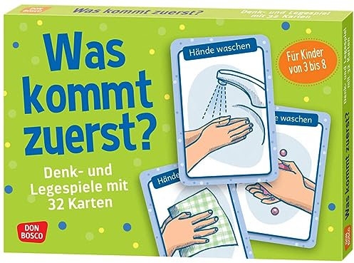 Was kommt zuerst?: Denk- und Legespiele mit 32 Karten und Begleitheft. Spielerisches Erlernen der chronologischen Reihenfolge. Konzentration üben & ... von 3 bis 8 (Denk- und Legespiele für Kinder)