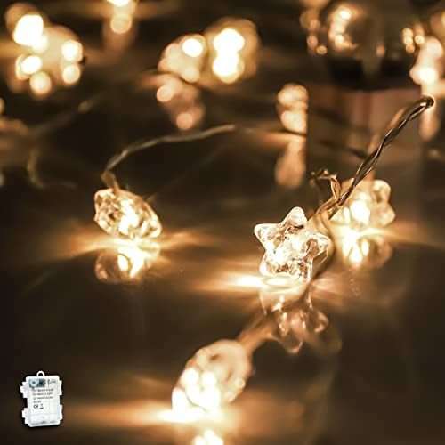 myCozyLite Lichterkette Sterne, LED Lichterkette mit Batterie, 40 Warmweiße Sternen, Blinken, für Kinderzimmer, Geburtstag, Wand, Urlaub, Dekoration, 5m