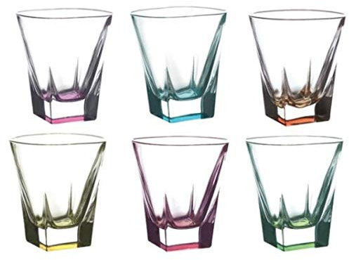 Set 6 pièces Flute Ou Verres à Eau ou Verres à vin ou Verres à Liqueur Verres Cristal Fusion Color RCR fabriqué en Italie Bicchiere Acqua 27cl - Altezza 9,85cm