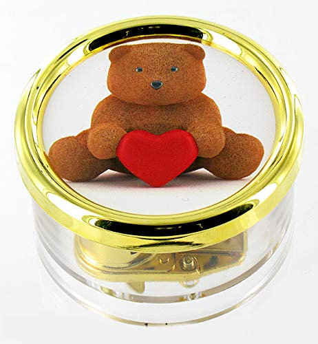 Lutèce Créations Briefbeschwerer-Spieluhr aus Acrylglas zum Valentinstag mit Foto (Teddybär) und 18-Ton-Federspielwerk - Hymne à L'Amour (M. Monnot)