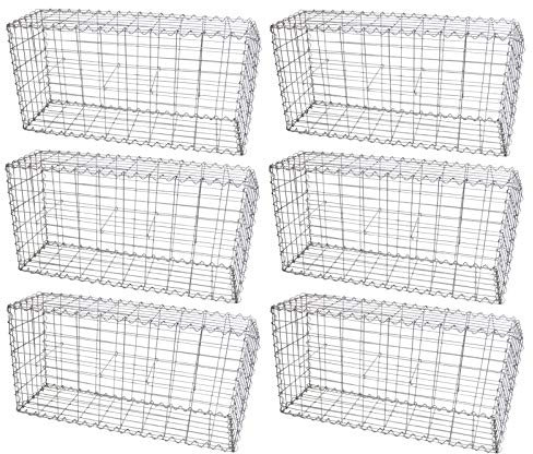 Monster Shop Gabion Baskets Garden Mesh Wire Cages Galvanised Steel Stone Basket Outdoor Spiral Planter Retaining Wall / 100 x 50 x 30cm / 6 Pack