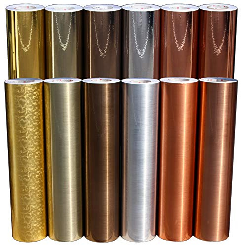 (16,36 €/m²) Plotterfolie 1m Metall Flakes Mosaik Silver Oilslick Glitter Auto Effekt Folie Hologramm Plottfolie (Chrom Bronze, 61cm)