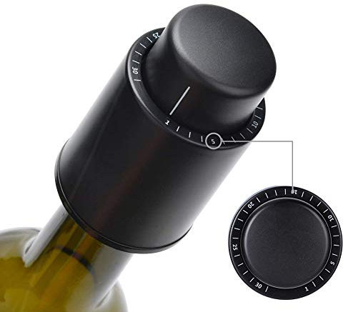 Tappo per Vino Vuoto, 2 Pezzi, in Silicone di qualità Alimentare, Tappo per Vino sottovuoto, Riutilizzabile, con Pompa a Pressione Integrata