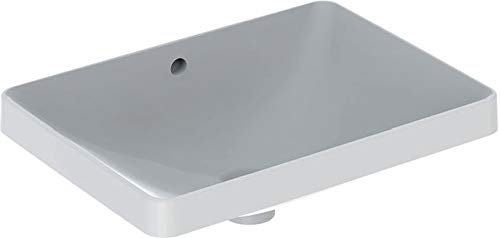 Geberit VariForm lavabo da Incasso Rettangolare, 550x400mm, Senza Foro per Rubinetto, con troppopieno, colorazione: Bianco - 500.737.01.2