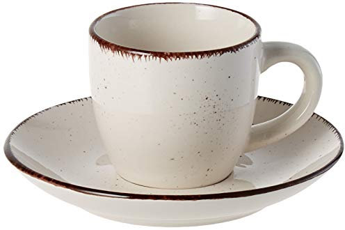 Tognana Stay, Set 6 Tazzine Caffè con Piatto, Stoneware, Beige