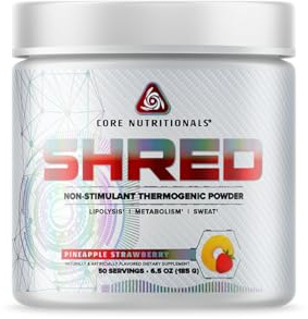 Core Nutritionals Platinum Shred Non-Stimulant, Fat Burning, Thermogenic Powder with 1G Acetyl-L-Carnitine 50 Servings (Pineapple Strawberry)
