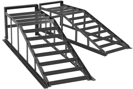 Thanaddo 2X auffahrrampe Rampe bis 2000kg, 275mm Hoch, 265mm Breit,Kfz Rampe Auffahrbock, Pkw SUV Van (Grau)