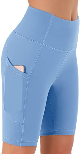 Persit Damen Kurze Leggings, Blickdicht Radlerhose mit Taschen