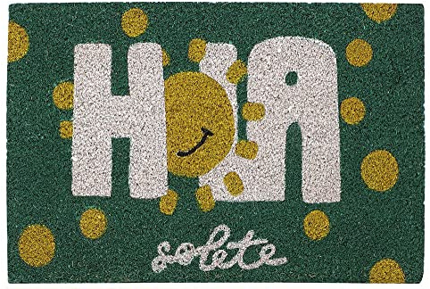 PLUS HOME Felpudo Fibra De Coco 100% Natural- Marrón/Ngero Goma 60X40X1,5 Solete Hola Sol(Solete)