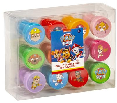 Stempelset - Selbstfärbende Stempel in verschiedenen Paw Patrol Motiven von Chase, Marshall, Skye, Rubble, Zuma - Geschenk für Kinder aus Kunststoff