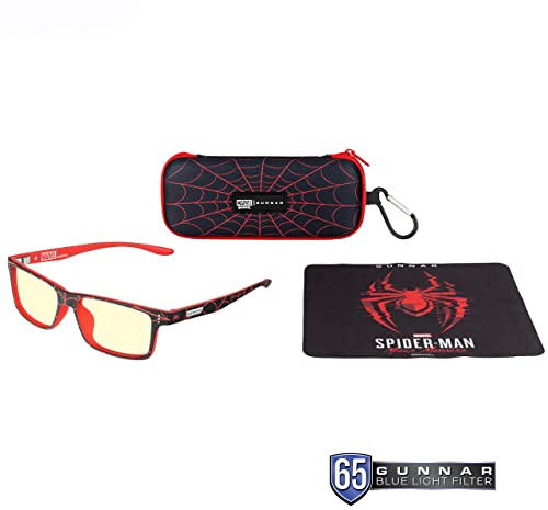 GUNNAR - Spider-Man: Miles Morales Edition Premium Gaming and Computer Glasses for Kids (age 12+) - Blocks 65% Blue Light - Cruz, Amber Tint