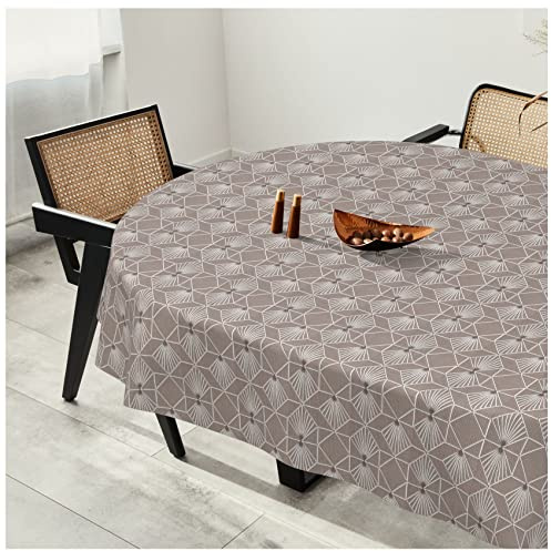 Wachstuchtischdecke Wachstuch Tischdecke abwaschbar Wachstischdecke Plastik-Tischdecken Premium Prägung Gartentischdecke Splenditex Oval 140x240cm Schnittkante Elektra