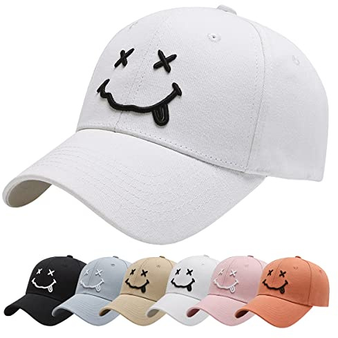 Baynetin Baseball Cap Classic Baumwolle Stickerei Baseballkappen Gestickte Lächeln Verstellbar Sonnenschutz Basecap für Herren Damen, Sportlicher Draußen Kappen Hüte