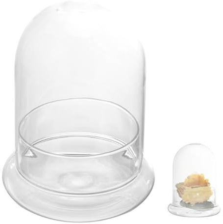 Toddmomy Glass Bell Dome 1pc Glass Cloche Bell Jar Dome Display Case with Base for Arts and Small Projects Preserved Flower