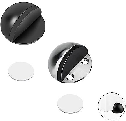 JEOPKO 2 Pieces Stainless Steel Floor Door Stopper Self Adhesive, Oval Floor Mounted Half Moon Door Stop with 3M Glues Durable for Home & Office Use, Saving Your Walls from Screws Damage